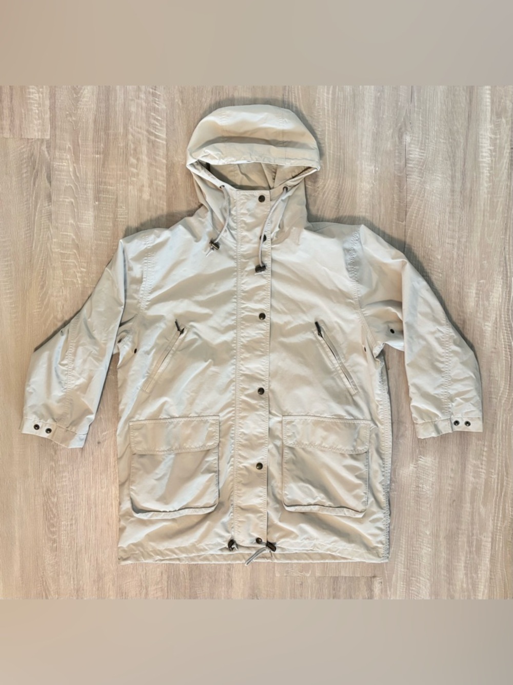 Eddie Bauer WeatherEdge Rain Jacket Womens S Hooded Utility Coat Beige Full Zip - Picture 3 of 11
